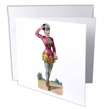 3dRose Young Woman in Red and Gold Costume with Gold Boots, Greeting Cards, 6 x 6 inches, set of