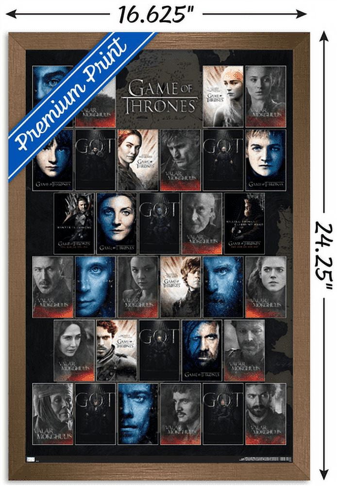 Game of Thrones - Grid Wall Poster, 14.725" x 22.375", Framed