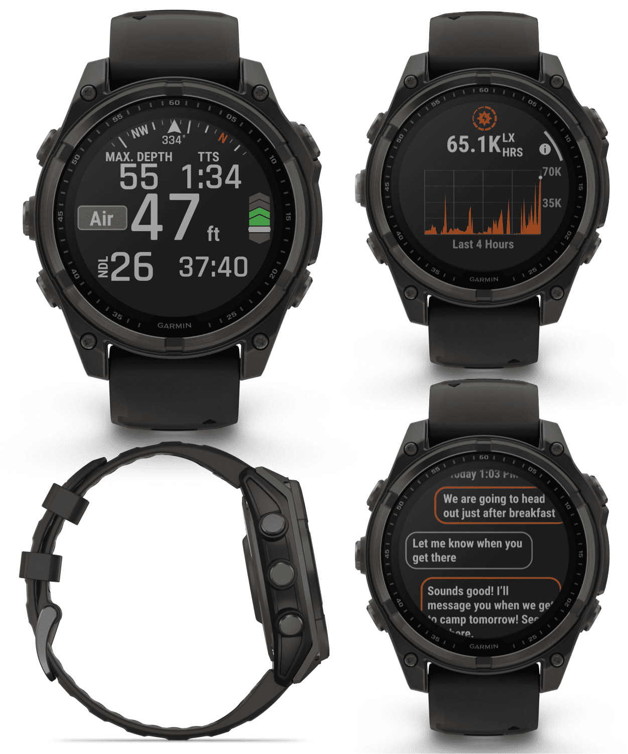 Garmin Fenix 8 47 mm Multisport GPS Smartwatch, Solar, Sapphire, Carbon Gray DLC Titanium with Black/Pebble Gray Silicone, Built-in LED Flashlight with Wearable4U White EarBuds Bundle