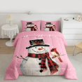 thumbnail image 2 of Manfei Kawaii Snowman Bedding Comforter Set for Kids Children, Merry Christmas Twin Comforter Sets, Snow Cardinal Bird Bedding Set, Pink Home Decor Reversible 2pcs, 2 of 8