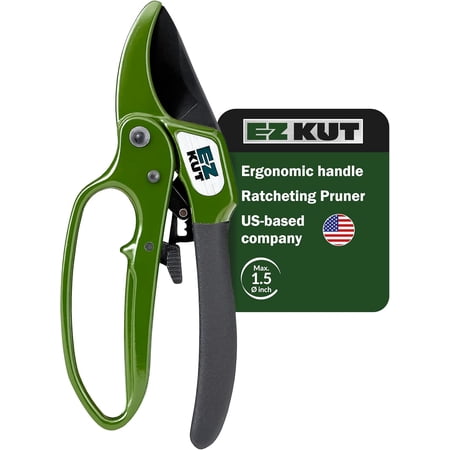 Heavy Duty Pruning Shears Green - with Ratcheting Action Great Garden Hand Tool Clippers Gardening pruners arthritis tools Ratcheting Anvil Hand Pruner Pruning Shears Heavy Duty Since 1988