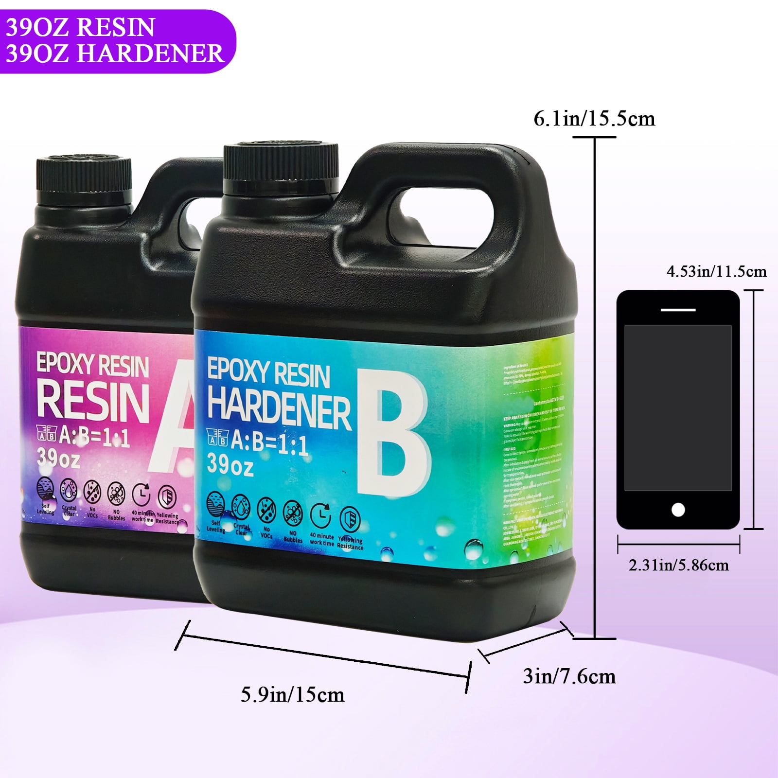 78OZ Epoxy Resin Kit，Newly Formulated Crystal Clear Epoxy Resin, Strong, Bubble-Free, Anti-Yellowing Art Resin That, Suitable for Casting, DIY, Molds, Jewelry, Easy to Mix 1:1 Ratio