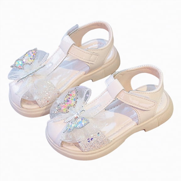 enyan Toddler Sandals Toddler Baby Girls Bow Open Toe Sandals Soft Sole Princess Shoes Sandals Summer Sandals Girls Sandals,Beige,Size 7