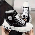 thumbnail image 6 of [High Top Shoes] Explosive High Top Shoes for Spring and Summer 2025 | New Height Increasing Thick Soled with Wavy Sole, Classic Black Sports Canvas Shoes for Men | AOPLUS Brand, Mid Top, Fit, 6 of 11