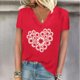 thumbnail image 4 of Camisetas de Manga Corta para las Mujeres, Impresión de Cuello en V Camiseta Casual Top Hecho de 95% Poliéster 5% Spandex para el Uso Diario de Primavera Verano, Camisetas para las Mujeres Casual, 4 of 4