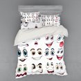 thumbnail image 2 of Ambesonne Cartoon Bedding Set 3 Pcs, Hand Drawn Faces, Twin, Multicolor, 2 of 3