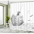 thumbnail image 5 of Ambesonne White Shower Curtain, Fisherman on Boat Sketch, 69"Wx75"L, Charcoal Grey White, 5 of 5