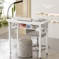 thumbnail image 4 of Advwin Folding Manicure Nail Table w/ Dust Collector, LED Lamp, Wrist Cushion, Carrying Case & Rolling Wheels, Portable Nail Tech Desk Mobile Nail Workstation, White Marble, 4 of 12