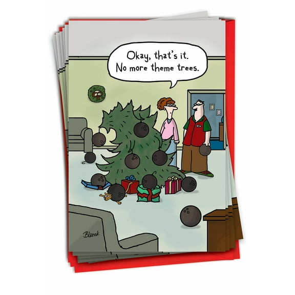 12 Funny Merry Christmas Cards Bulk (1 Design, 12 Cards) - Theme Tree Christmas B5832
