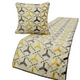 thumbnail image 1 of King / Queen / Twin Grey & Yellow Designer Twin 53"x18" Bed Runner WITHOUT Pillow Cover, Beaded Bed Scarf on Velvet fabric - Tripod, 1 of 5