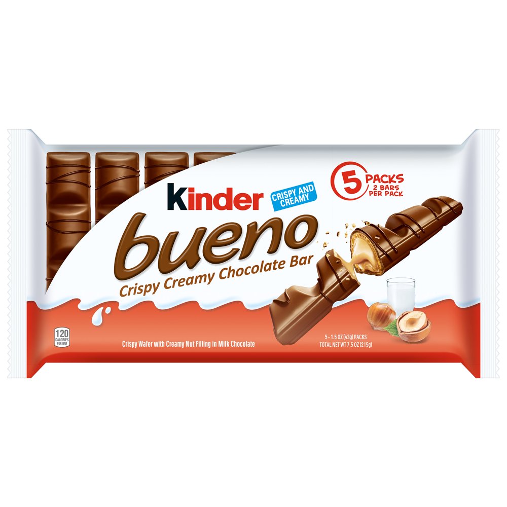 (5 Pack) Kinder Bueno Chocolate and Hazelnut Cream Bar, 2 Wrapped 1.5 oz Bars