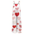 thumbnail image 4 of Fgvctg Valentine's Day Womens Overalls Wide Leg Pant Romantic Love Heart Graphic Overall Sleeveless Rompers Spaghetti Straps Jumpsuit Plus Size Bib Overalls Sprimg Clothing With Pockets White M, 4 of 5