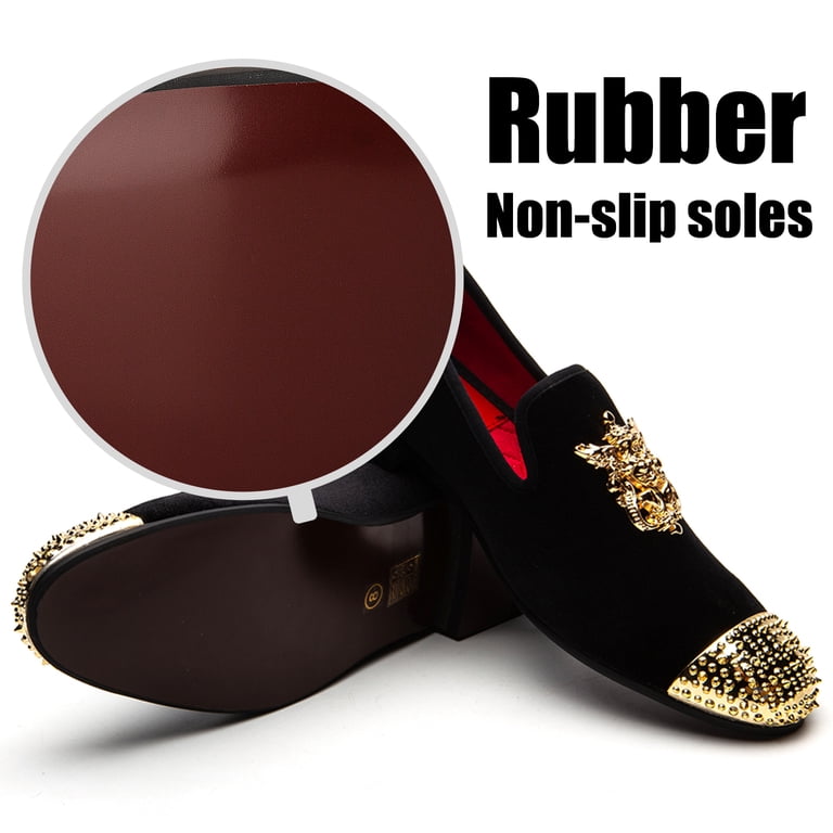 JITAI Black Velvet Loafers with Gold Lion Emblem AND TRIM MENS SIZE 10.5 JITAI Men main image 4