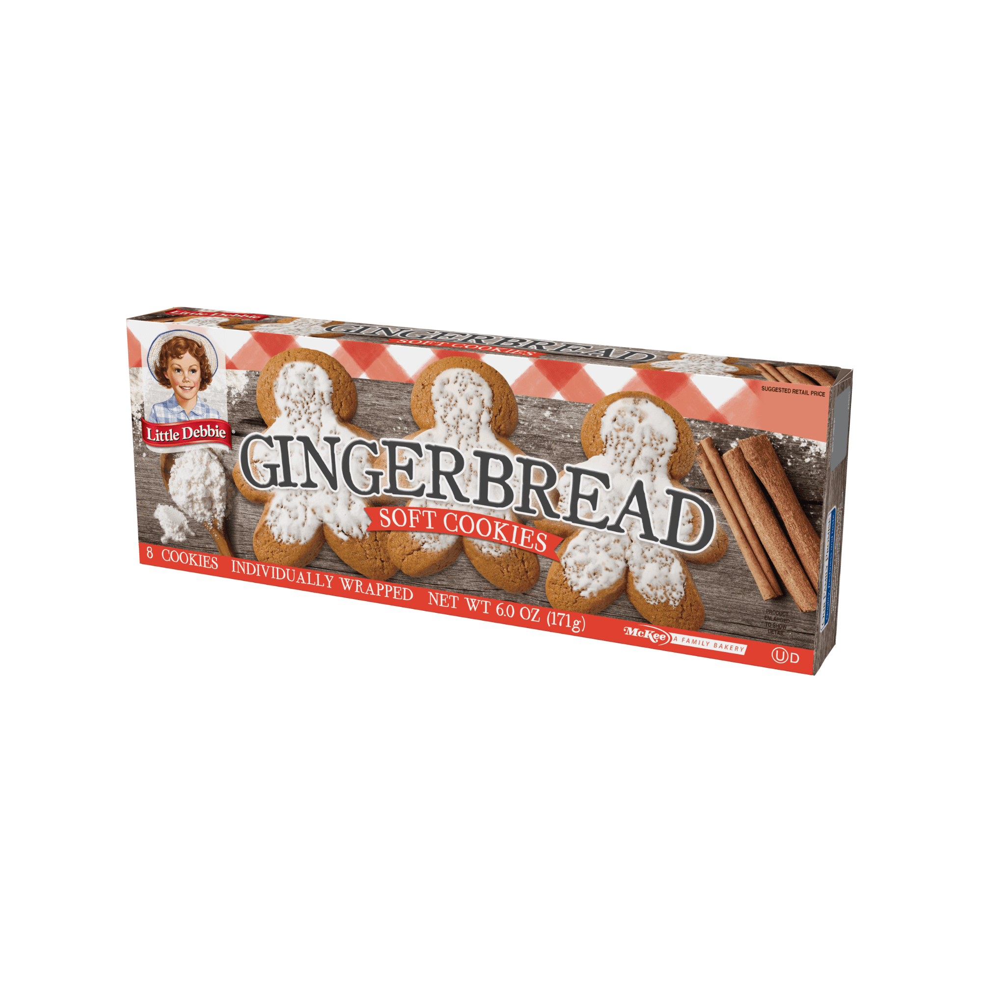 Little Debbie Christmas Gingerbread Soft Cookies, 5 Boxes, 40 Individually Wrapped Cookies