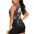 thumbnail image 3 of Fotbe Vintage Leaf Flower Skull Blusas Sin Mangas para Mujer – Estilo Casual, Corte Suelto, Slim-Fit, Cuello Redondo Deportivo, Tops de Verano para Gimnasio y Yoga-XX-Large, 3 of 7