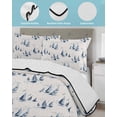 thumbnail image 4 of Quilts Twin Size Bedding Set, Blue Coastal Nautical Lightweight Quilted Comforter, Summer Watercolor Modern Ocean Sea Soft Reversible Bedspread Coverlet with Pillow Covers for All Season, 68" x 86", 4 of 7