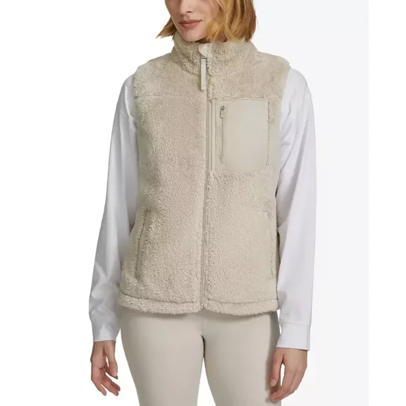 Calvin Klein Women's Sherpa Vest, Porcini, L