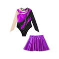 thumbnail image 5 of inlzdz Sheer Mesh Long Sleeve Gymnastics Leotards for Girls Sparkle Ballet Dance Skating Costume Purple 14, 5 of 7
