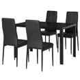 thumbnail image 1 of Black 5-Piece Rectangular Glass Dining Table Set with PU Leather Chairs - Compact Kitchen Table for Small Spaces, 47.2" x 27.6", 1 of 7