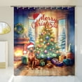 thumbnail image 3 of Merry Christmas Rhodesian Ridgeback Santa Hat Xmas Tree Winter Holiday Shower Curtain Ridgebacks Dog Lover Gifts Waterproof Bathroom Bathtub Curtain - 01013, 3 of 5