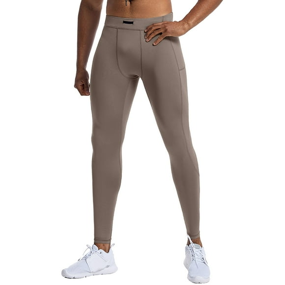 Sweatpants for Men Mens Tight Fitness Running Stretch Basketball Base Training Compression Pants Pantalon Survetement Homme Khaki L