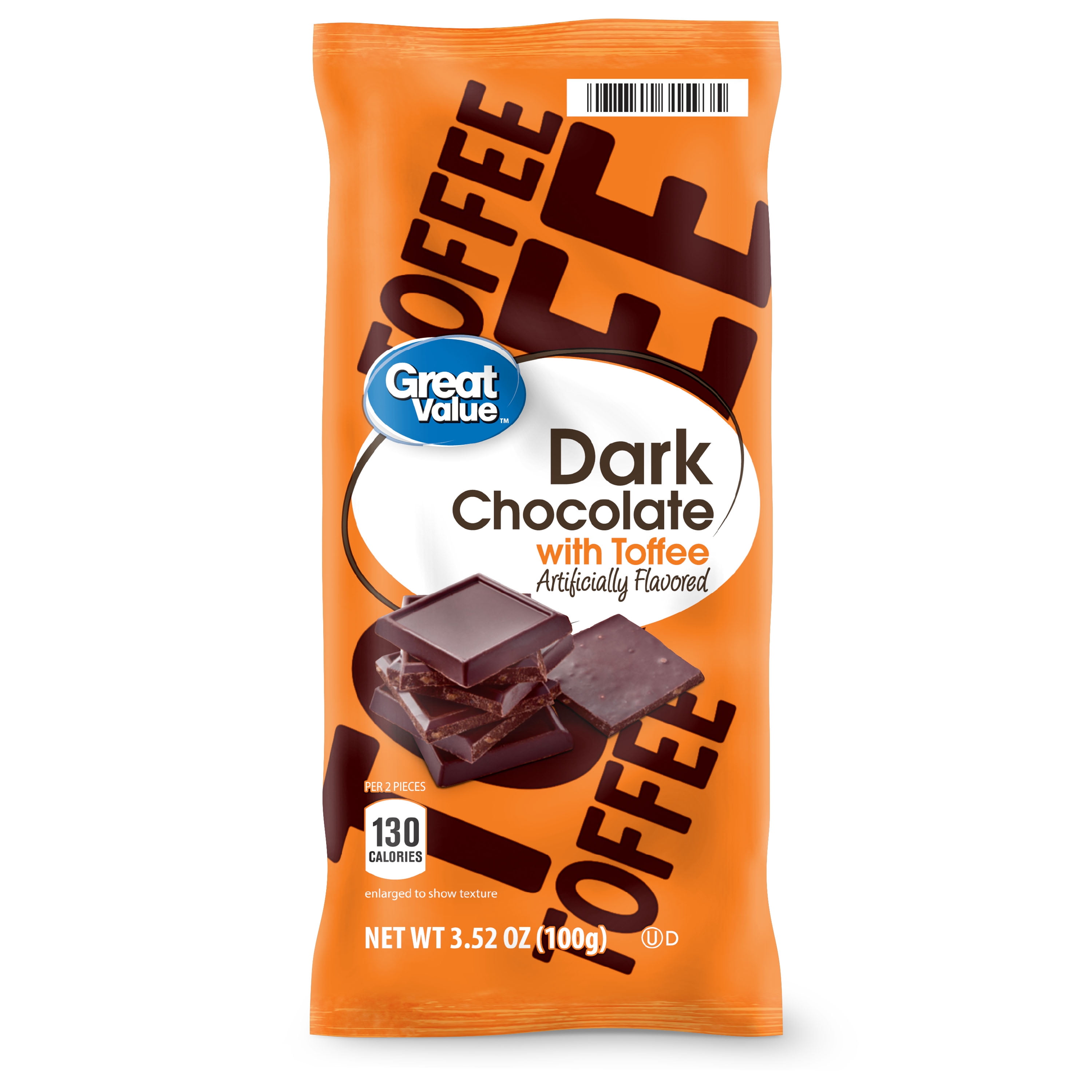 Great Value Dark Chocolate with Toffee Bar, 3.52 oz