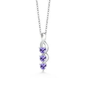 Gem Stone King 925 Sterling Silver Blue Tanzanite Pendant Necklace For Women (0.69 Cttw, Heart Shape 4MM, Gemstone December Birthstone, with 18 inch Silver Chain)