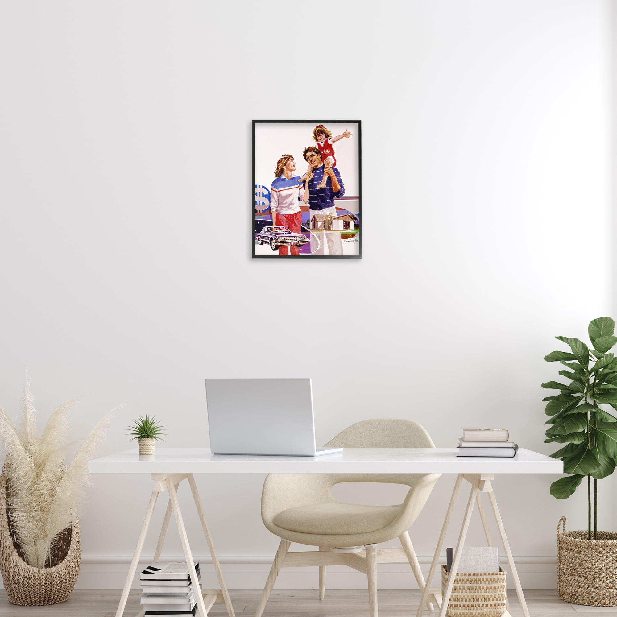 Retro Family Nostalgia Portrait Black Framed Giclee Art, design by Wind River Studios