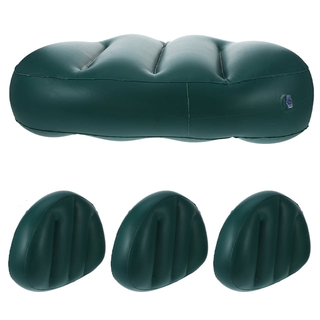 CRAFTHROU 4Pcs Durable Inflatable Kayak Seat Cushions Dark Green PVC Foldable Boat Seat Cushions