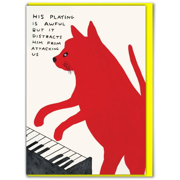 Birthday Card - Funny Everyday Card - Piano Playing Cat