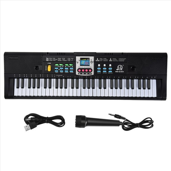 Rollbacks & More 61 Keys Electronic Piano Digital Music Keyboard Musical Instrument Gift with Microphone for Kids Beginners