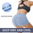 thumbnail image 4 of FEDTOSING High Waist Soft Yoga Shorts Blue Workout Booty Spandex Shorts for Women 3",up to Size 2XL, 4 of 7