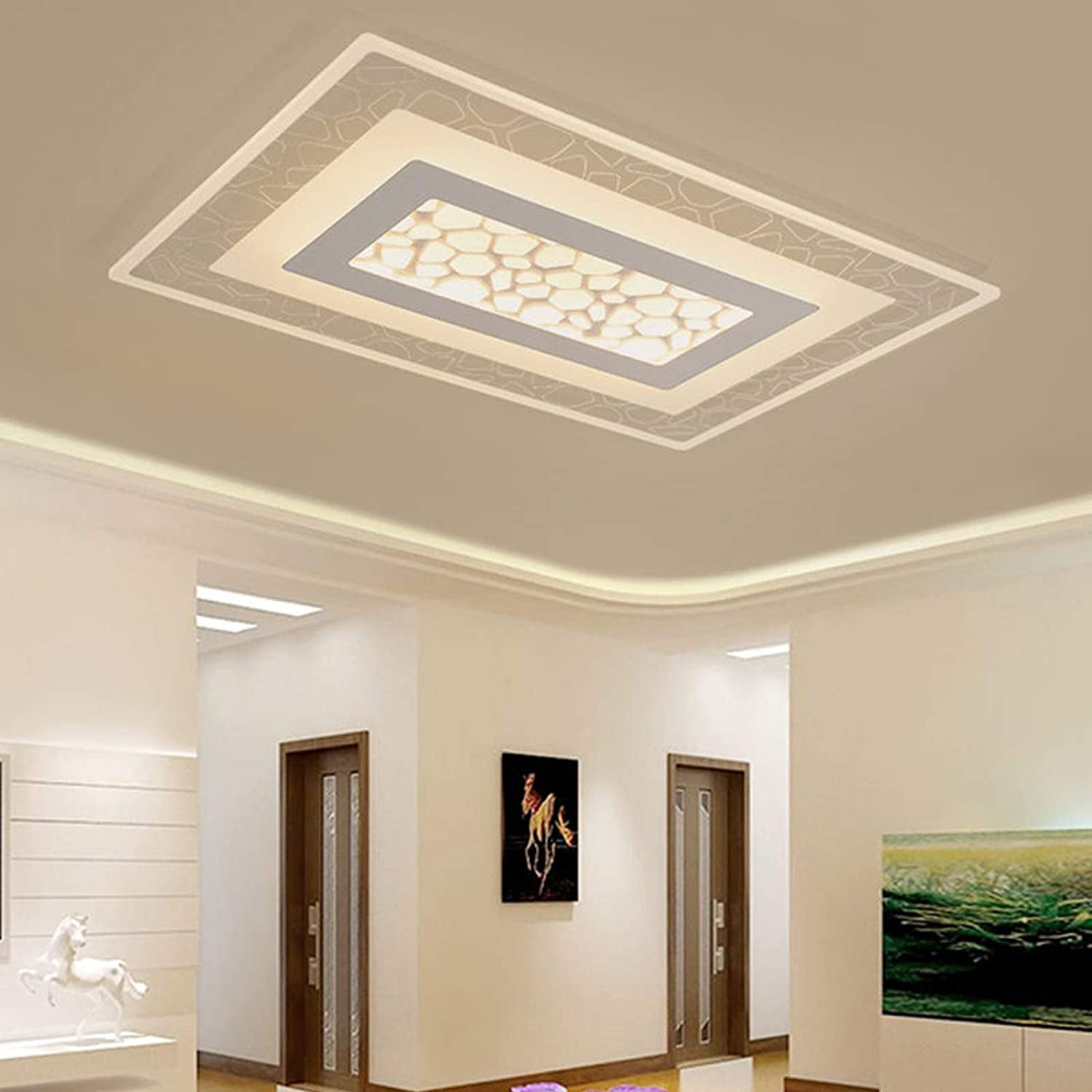 Miumaeov 35.4" Creative Modern Flush Mount Ceiling Light Rectangular Soft Light LED Ceiling Light Minimalist Chandelier Ceiling Lamp for Bedroom, Living Room Cool Light