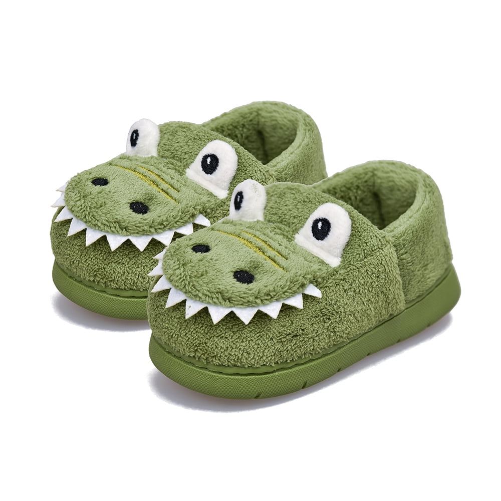 Plush Slippers for Toddlers Boys Girls Dinosaur Non Slip Kids House Shoes Soft Fluffy Indoor & Outdoor Bedroom 