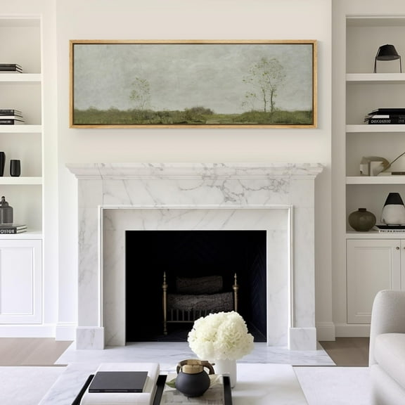 IDEA4WALL Extra Large Framed Canvas Print Wall Art Soft Pastoral Landscape Wall Art with Trees Modern Art Nature Wilderness Vintage Wall Decor Oversized Artwork Relax/Calm for Living Room - 60"x20"