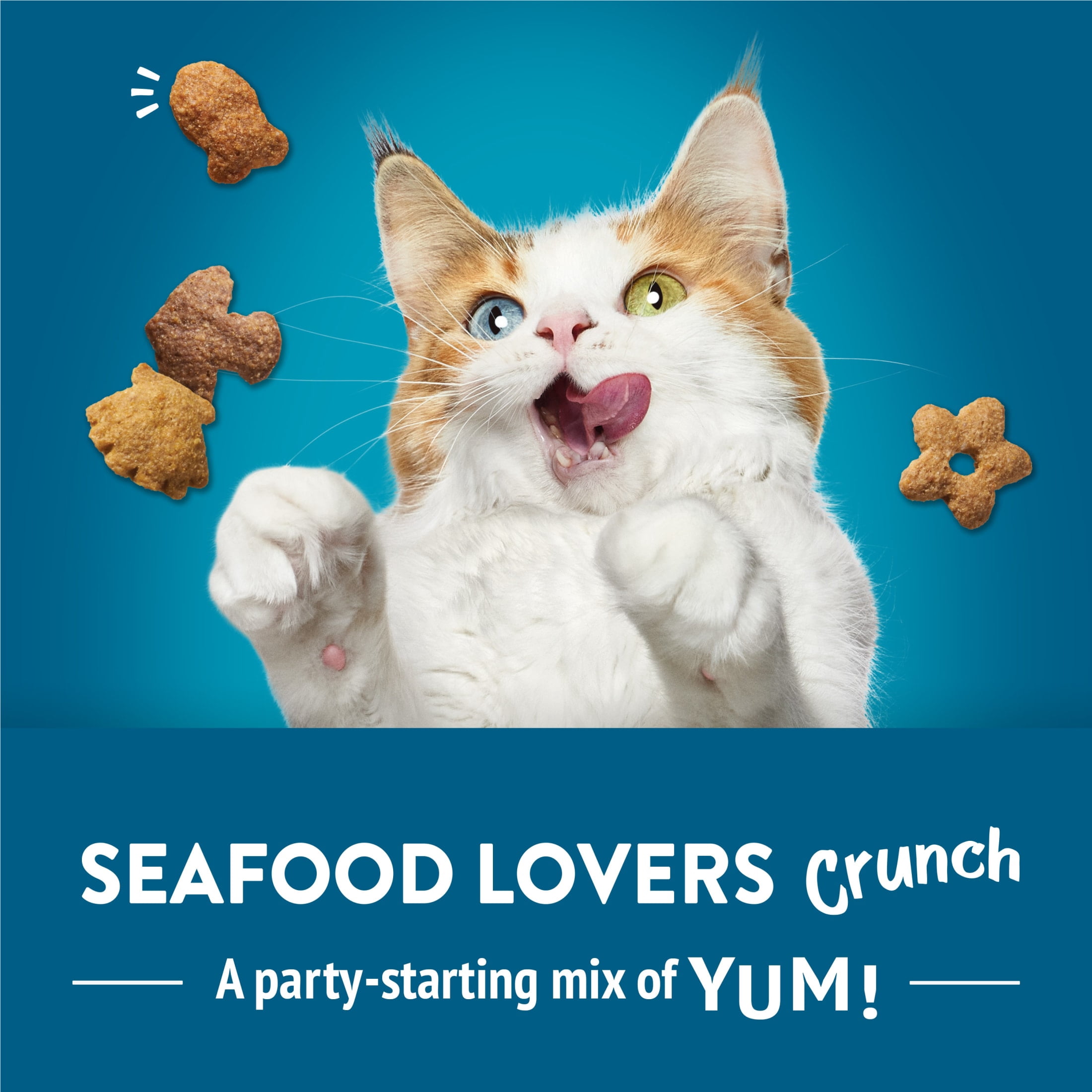 (12 pack) Purina Friskies Party Mix Seafood Lovers Crunch, Cat Treats, Scallop, Lobster, & Shrimp, 6 oz Bag, 6 Pack