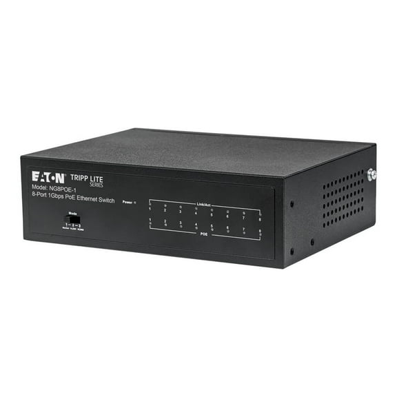 Eaton Tripp Lite Series 8-Port 10/100/1000 Mbps Desktop Gigabit Ethernet Unmanaged Switch with PoE , 60W, Metal Enclosure (ng8poe-1)