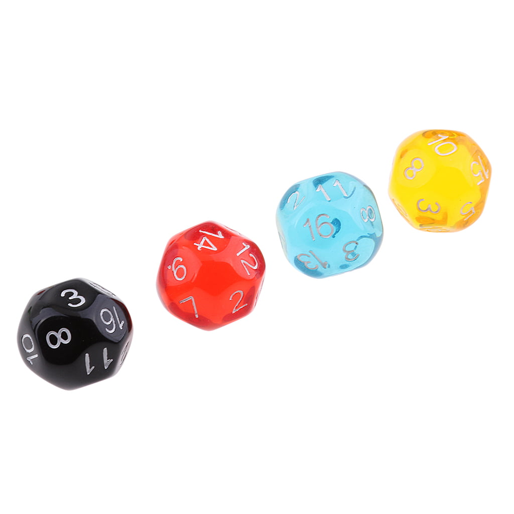 MagiDeal 10 Pieces Translucent D16 Dice for Dungeons and Dragons Table Games Dice 