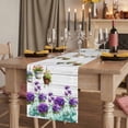 thumbnail image 2 of Table Runners 72 Inches Long Dress Scarves, Spring Purple Flowers Farmhouse Kitchen/Dining Table Runner, Coffee Tablerunners, Botanical Vases Pots Floral Wooden 16x72 Inch, 2 of 9