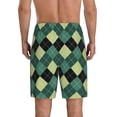 thumbnail image 3 of Fotbe Green Squares Pajama Shorts for Men, Men's Pajama Bottoms, Sleepwear,Short Pajama Pants-Large, 3 of 9