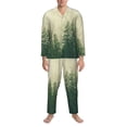 thumbnail image 3 of Fotbe Fog Forest Pattern Long Sleeve Pajama Set for Men,Sleepwear Set,2-piece Loungewear Set,Soft PJs Comfy Nightwear with Pockets-X-Large, 3 of 7
