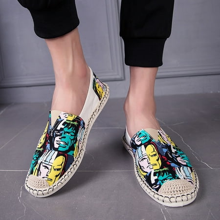 

Dyfzdhu Casual Shoes For Men Chinese Style One-Legged Graffiti Canvas Shoes Summer Wild Lazy Cloth Shoes