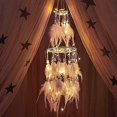 thumbnail image 4 of Decoración de atrapasueños con cadena de luces LED cálidas para colgar, luz blanca cálida cálida, Blanco / Rosa, 4 of 5