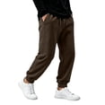 thumbnail image 2 of IAJDKMEK Men's Jogger Sweatpants Tapered Leg - Drawstring Elastic Waist Fleece Lined Solid Color Casual Lounge Pants for Men Gym,Brown XL, 2 of 8