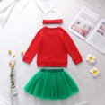 thumbnail image 4 of Xingqing 3 Pcs Jupe en Laine Verte pour Bébé Fille Motif Appliqué Rouge de Noël Col Rond, 4 of 10