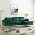 thumbnail image 3 of Shannon Velvet Sectional Sofa with Chaise - Mid-Century Style, Plush Velvet & Solid Wood, 3 of 10