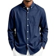 thumbnail image 2 of StSilkitty Button down Shirts for Men Long Sleeve Stand Collar Dress Shirt with Pocket Lightweight Soft Office Work Tops, 2 of 7