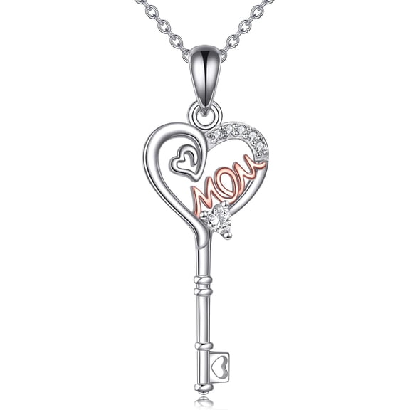 JUSORA  Mothers Day Gifts for Mom Sterling Silver Heart Key Necklaces for Women I Love You Mom Necklace Jewelry Gifts for Girlfriend Wife Mom