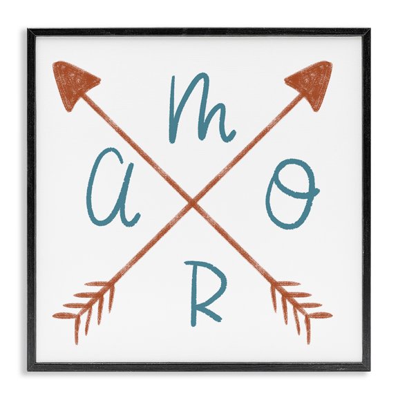 Stupell Industries Amor con Flechas Cruzadas Typography and Symbols Painting Black Framed Art Print Wall Art, 17 x 17