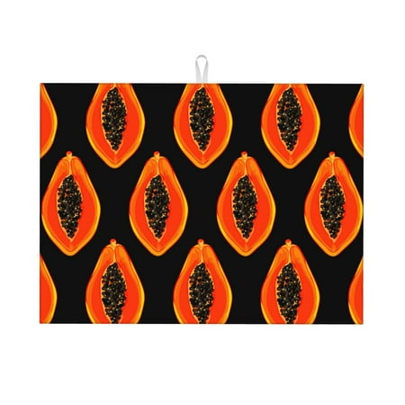 

Large Dish Drying Mats for Kitchen Counter - Minimalist Papaya 18x24In Anti-Slip Absorbent Microfiber Drying Mat for Kitchen Counter Mat Dish Rack Mat with Hanging Loop